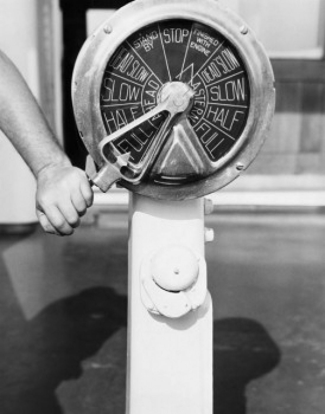 Close-up of a persons hand holding the lever of a telegraph Canvas Art - (18 x 24)