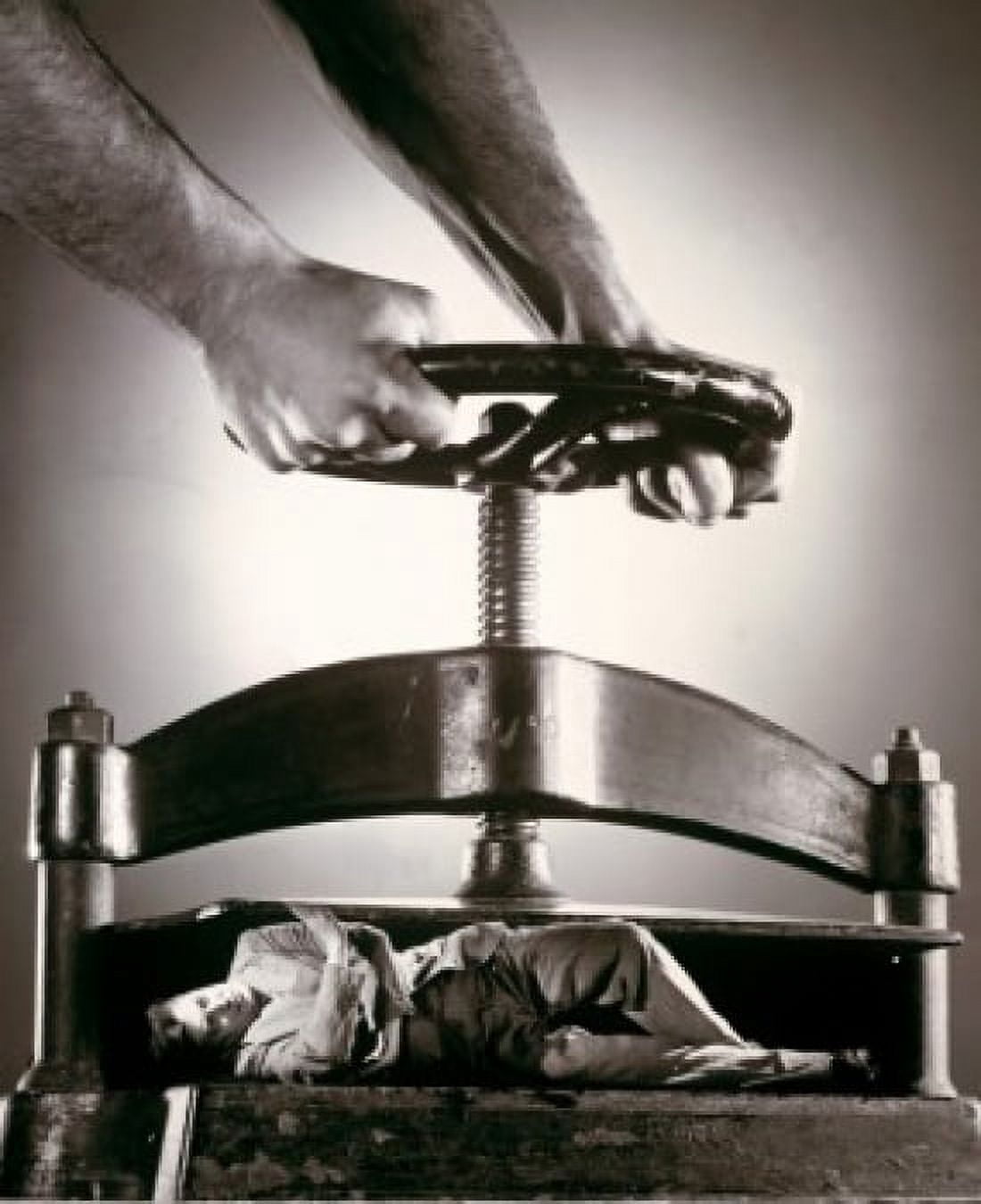 Close-up of a persons hands tightening a vise grip on a businessman Canvas Art - (18 x 24)