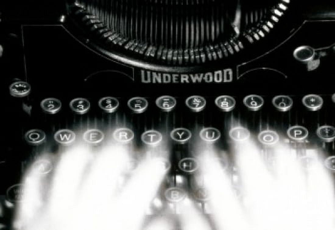 Close-up of a persons hands typing on a typewriter Canvas Art -  (18 x 24)