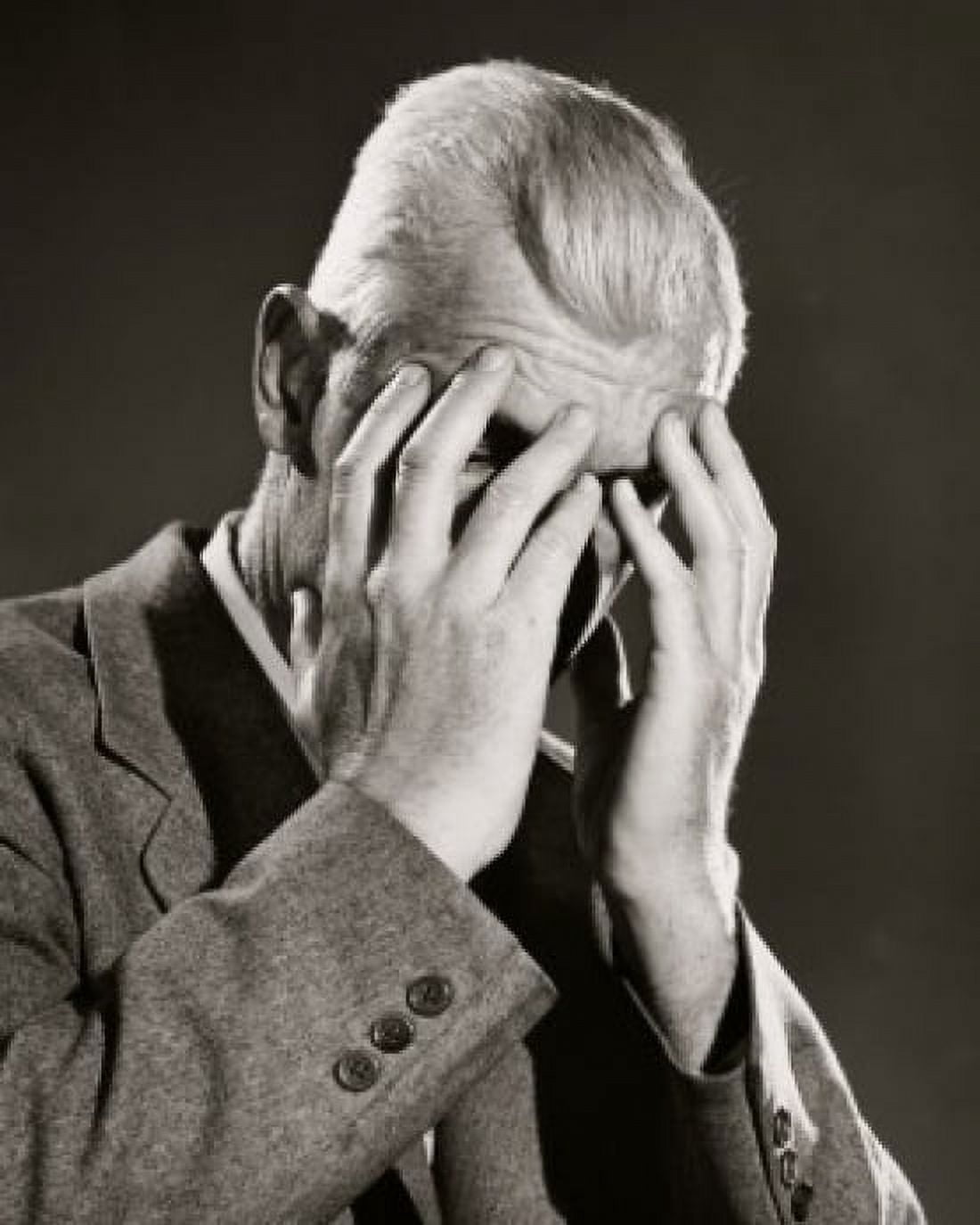 Close-up of a senior man covering his face Canvas Art - (18 x 24)