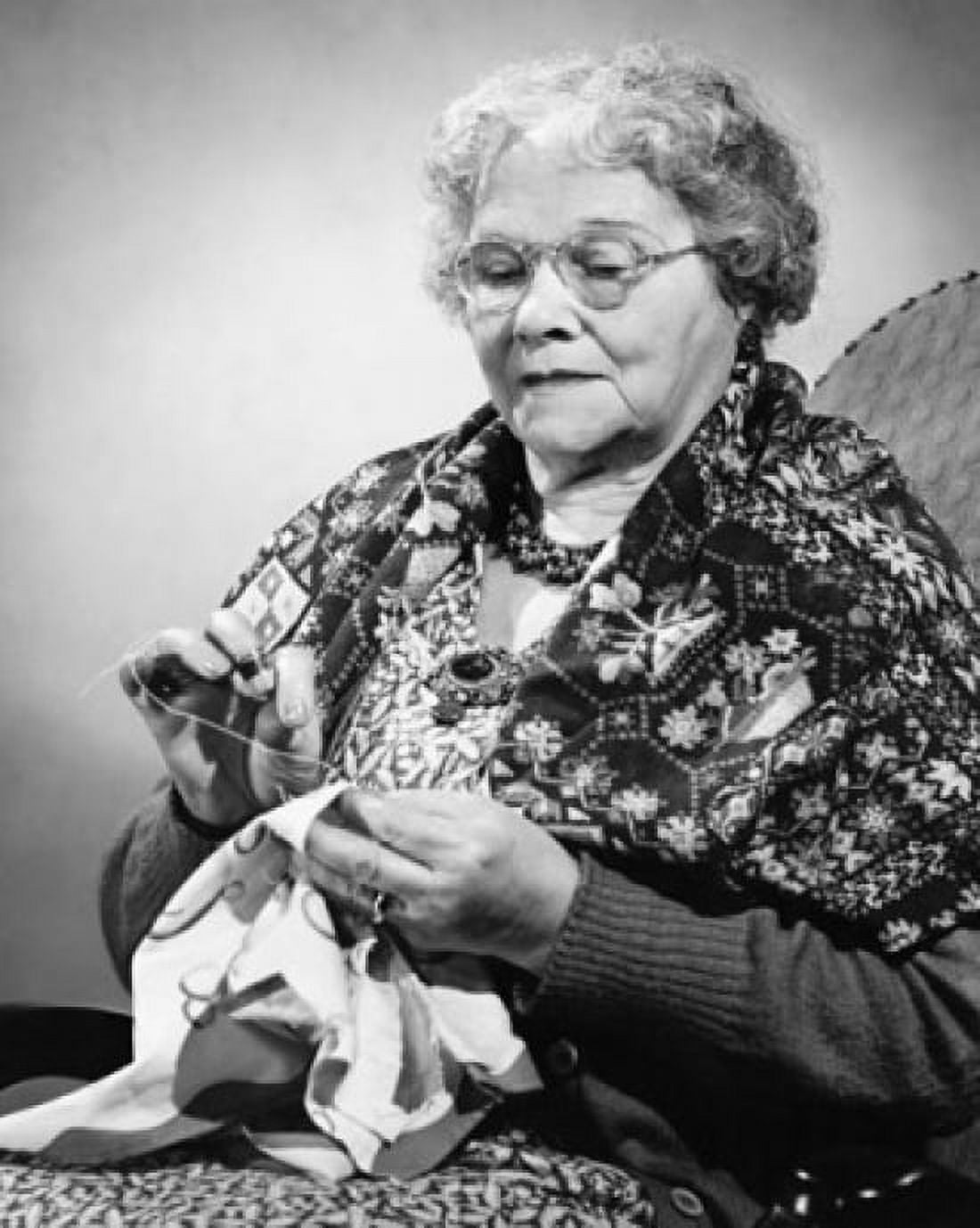 Close-up of a senior woman sewing Canvas Art - (18 x 24)