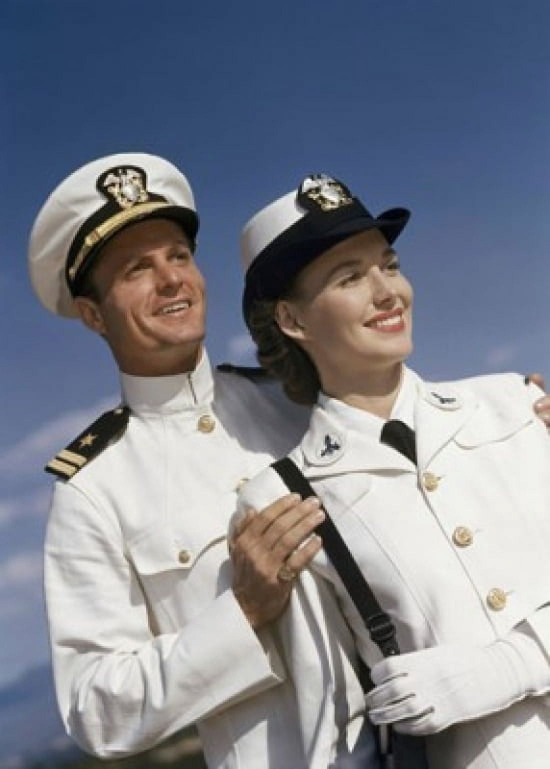 Close-up of a young couple smiling in US Naval uniforms Canvas Art - (18 x 24)
