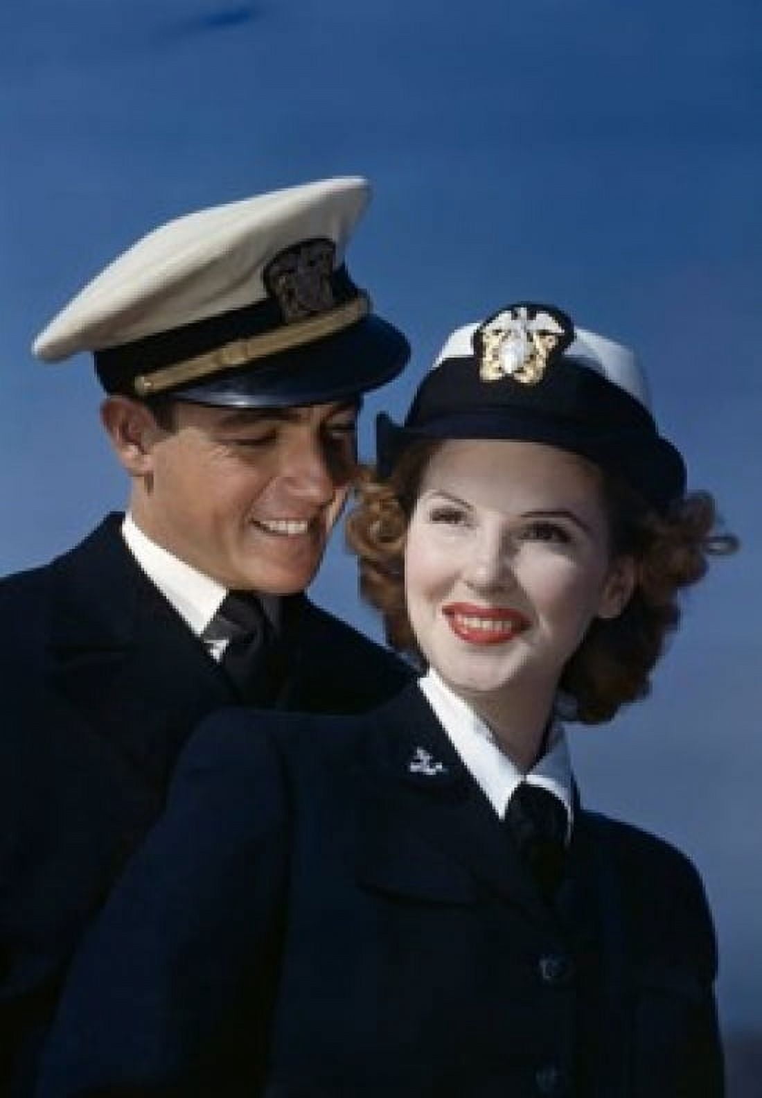 Close-up of a young couple smiling in US Naval uniforms Canvas Art -  (24 x 36)