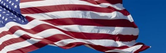 Close-up of an American flag fluttering USA Canvas Art - Panoramic Images (36 x 12)
