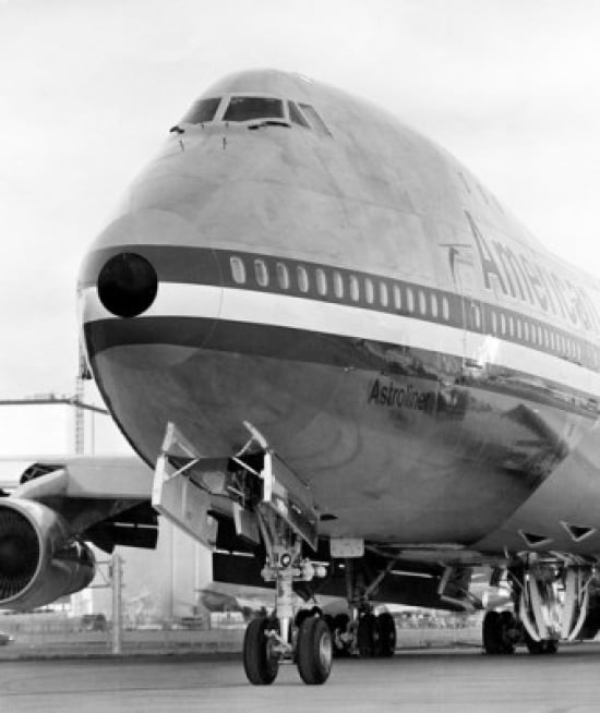 Close-up of an airplane at an airport Boeing 747 Canvas Art - (24 x 36)