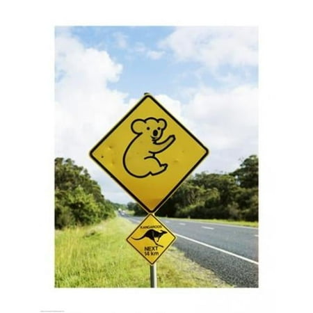Close-up of animal crossing sign on a roadside Australia -18 x 24- Poster Print