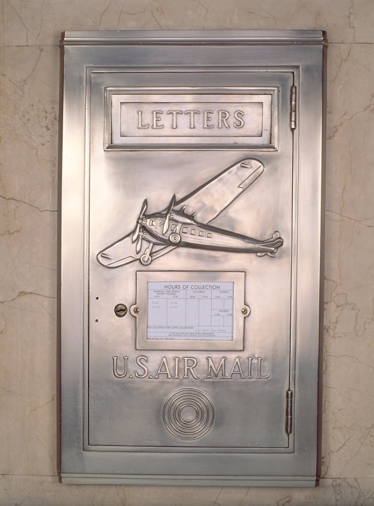 Close-up of art deco metal mailbox Two North Riverside Plaza 400 West Madison Street Chicago Illinois USA Canvas Art - Panoramic Images (36 x 12)