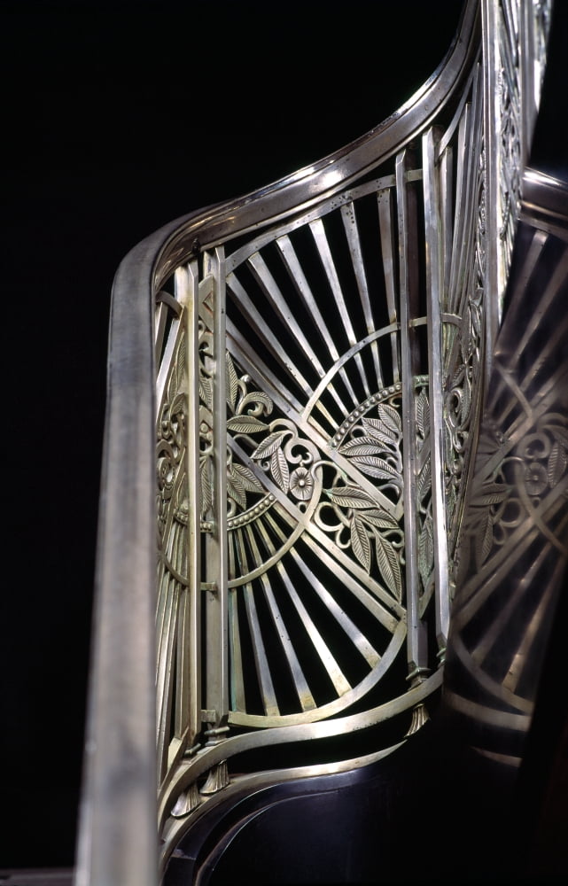 Close-up of art deco stairway metalwork Two North Riverside Plaza 400 West Madison Street Chicago Illinois USA Canvas Art - Panoramic Images (27 x 9)