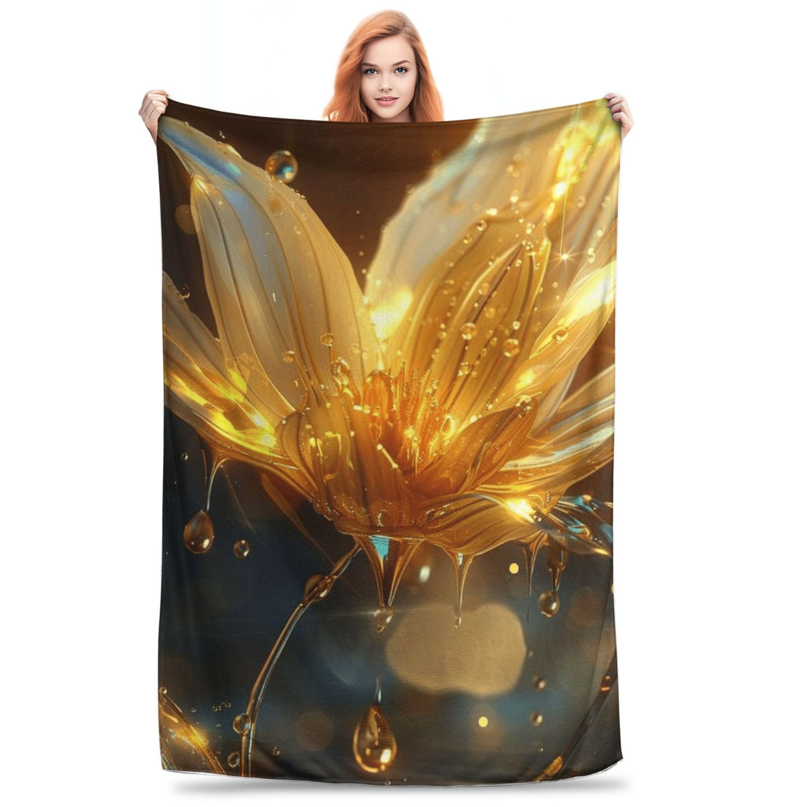 Closeup of art plants Flannel blanket, soft blanket gift, sofa bedding