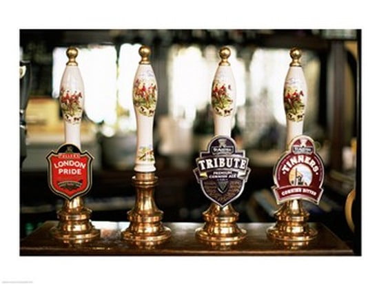 Close-up of beer tap handles in a bar London England Canvas Art - (24 x 18)