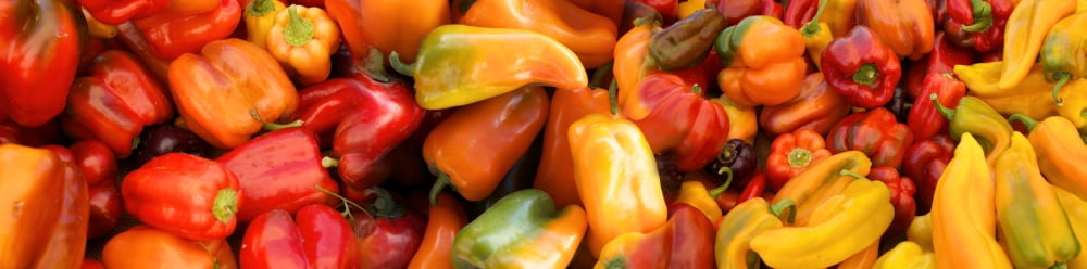 Close-up of bell peppers at market stall Canvas Art - Panoramic Images (27 x 9)