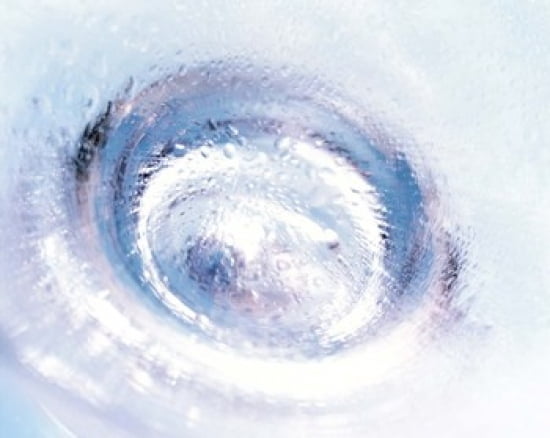 Close up of blown glass bottle bottom in purples and pale blues Canvas Art - Panoramic Images (24 x 20)
