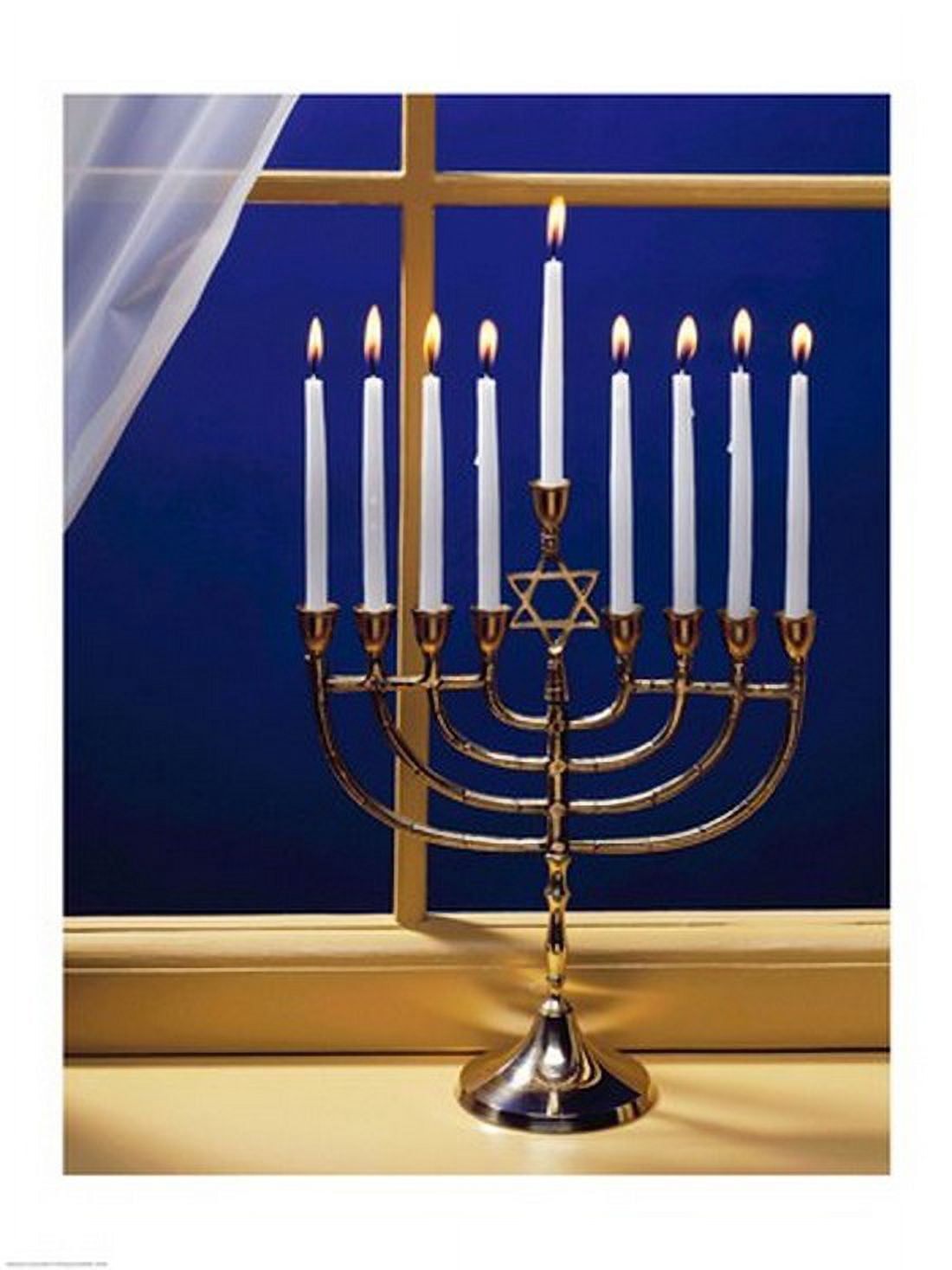 Close-up of burning candles on a menorah at a window Canvas Art - (18 x 24)