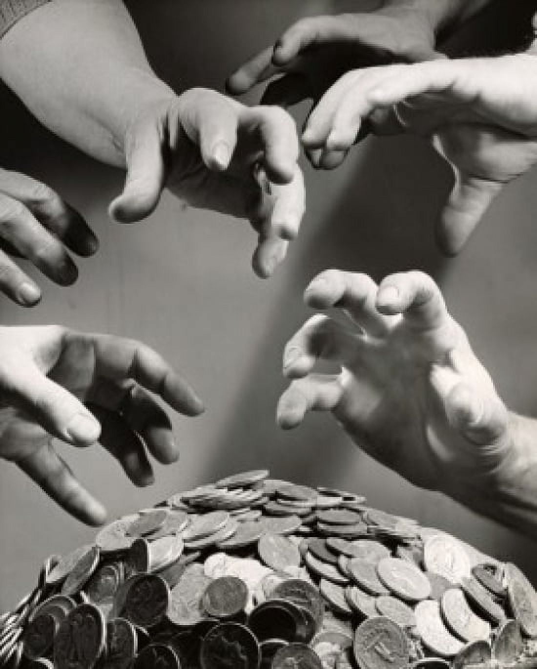 Close-up of human hands reaching for coins Canvas Art - (18 x 24)