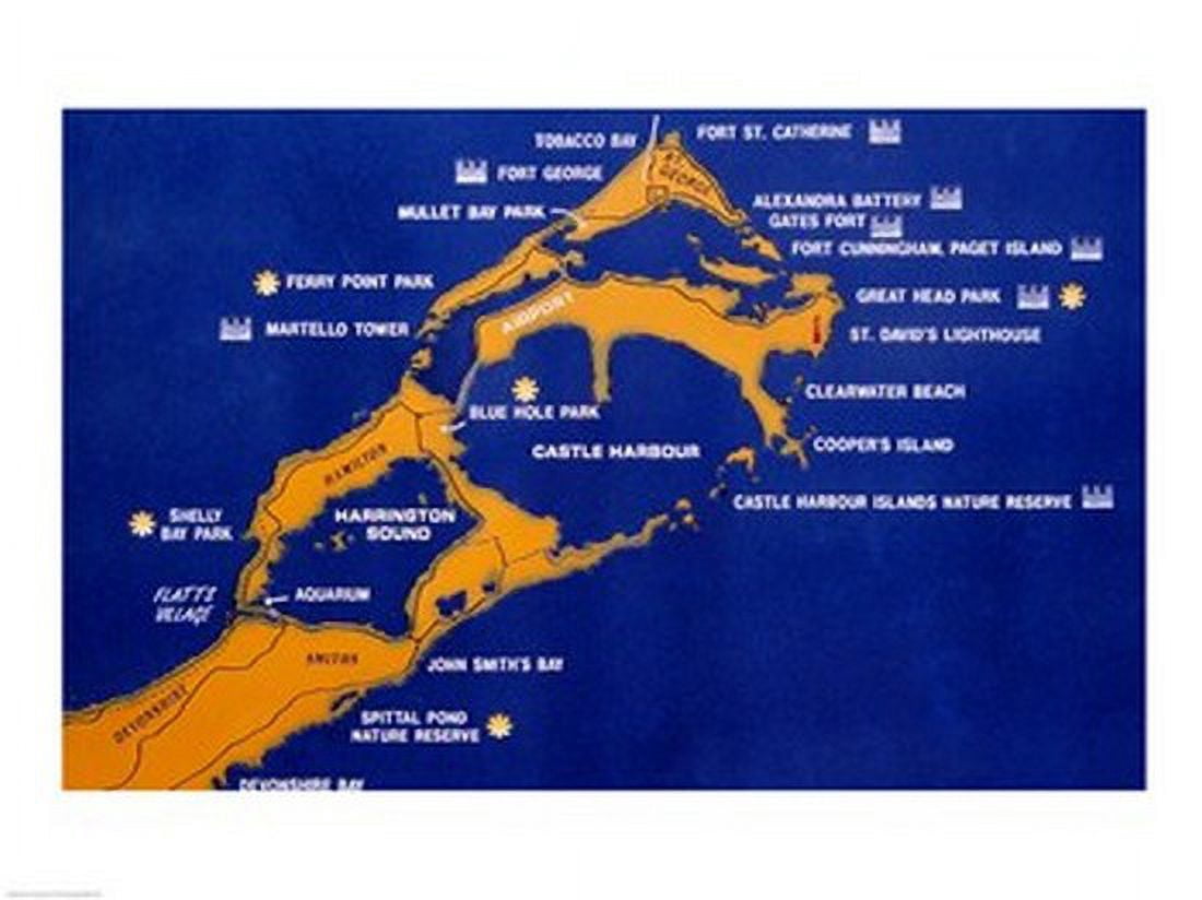 Close-up of map of Bermuda Canvas Art - (24 x 18)