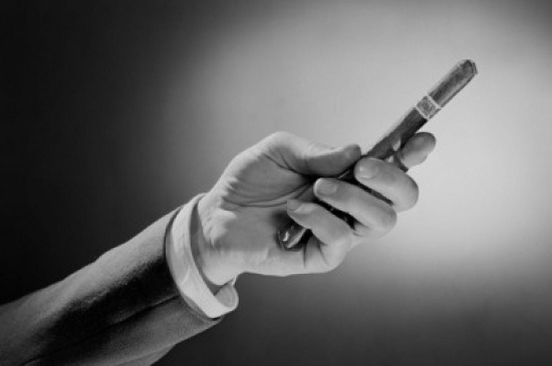 Close up of mens hand holding cigar Canvas Art - (24 x 36)
