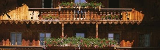 Close-up of potted plants on balcony railings Tirol Austria Canvas Art - Panoramic Images (36 x 12)