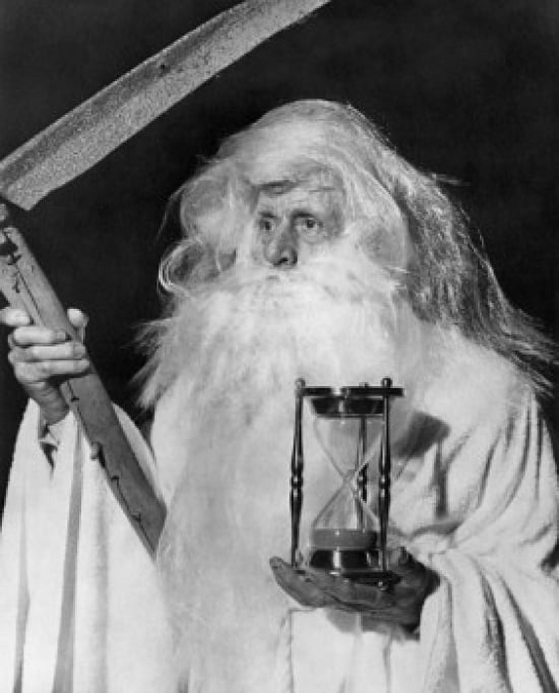 Close-up of senior man holding hourglass and scythe Canvas Art - (18 x 24)