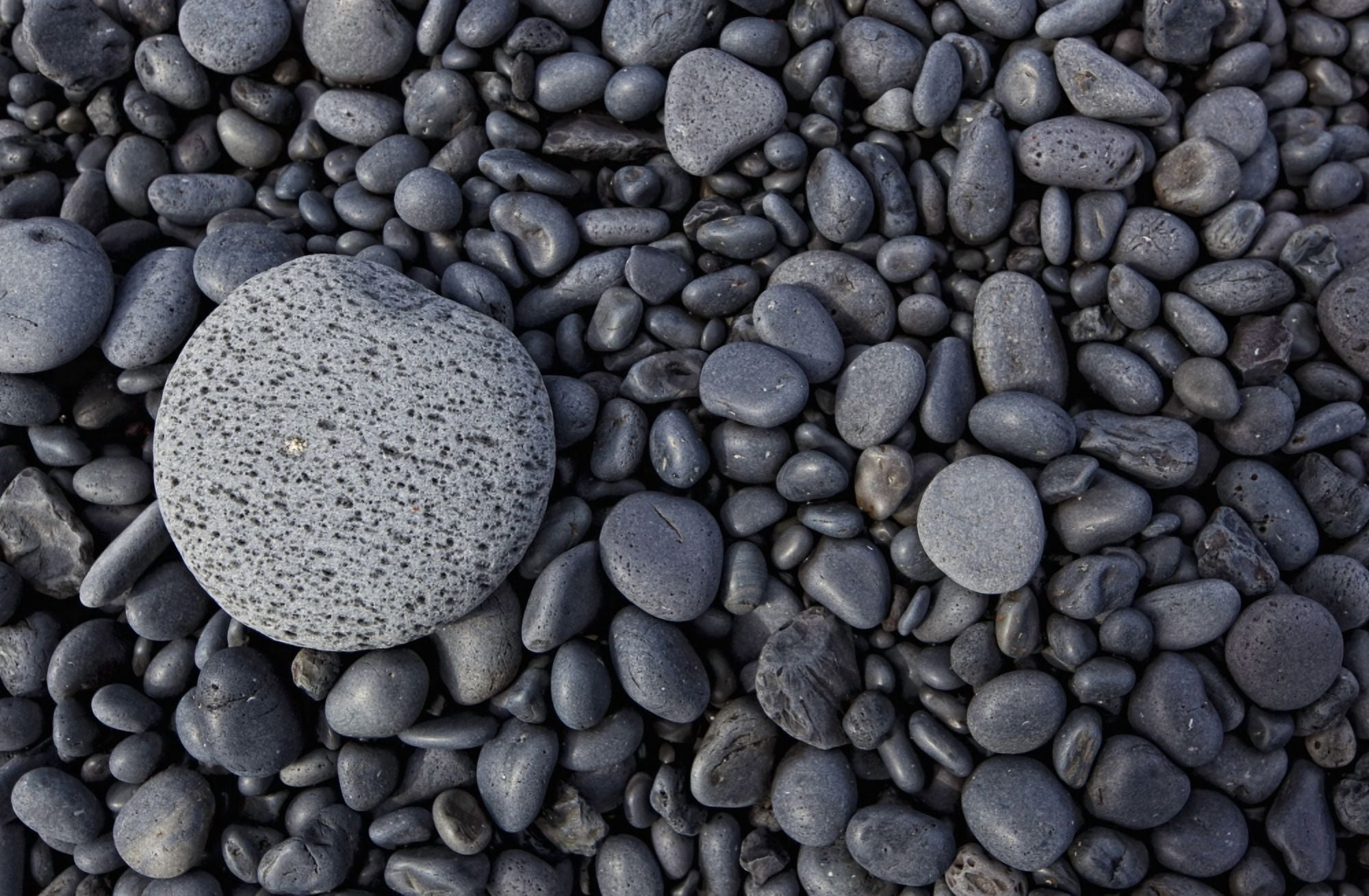 Close-up of smooth rocks on a beach Iceland Canvas Art - Robert Postma Design Pics (34 x 22)