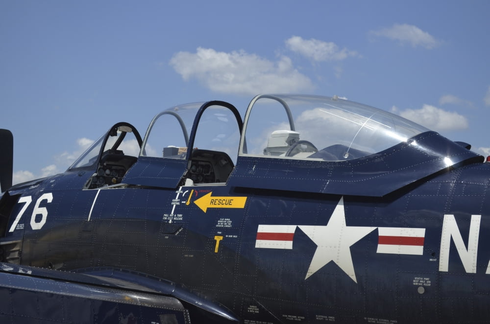 Close-up of the cockpit of a T-28 Trojan aircraft Canvas Art - Stocktrek Images (35 x 23)