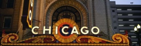Close-up of the entrance of a stage theater Chicago Theater Chicago Illinois USA Canvas Art - Panoramic Images (36 x 12)