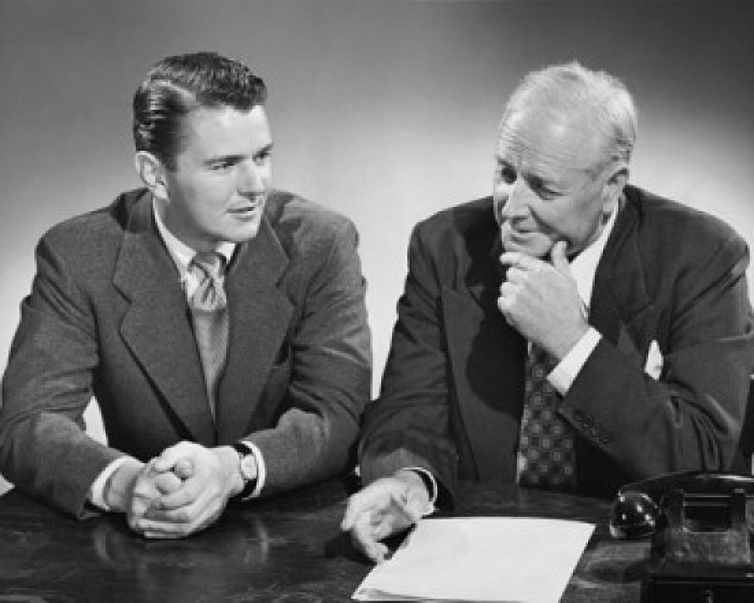 Close-up of two businessmen discussing in an office Canvas Art - (18 x 24)