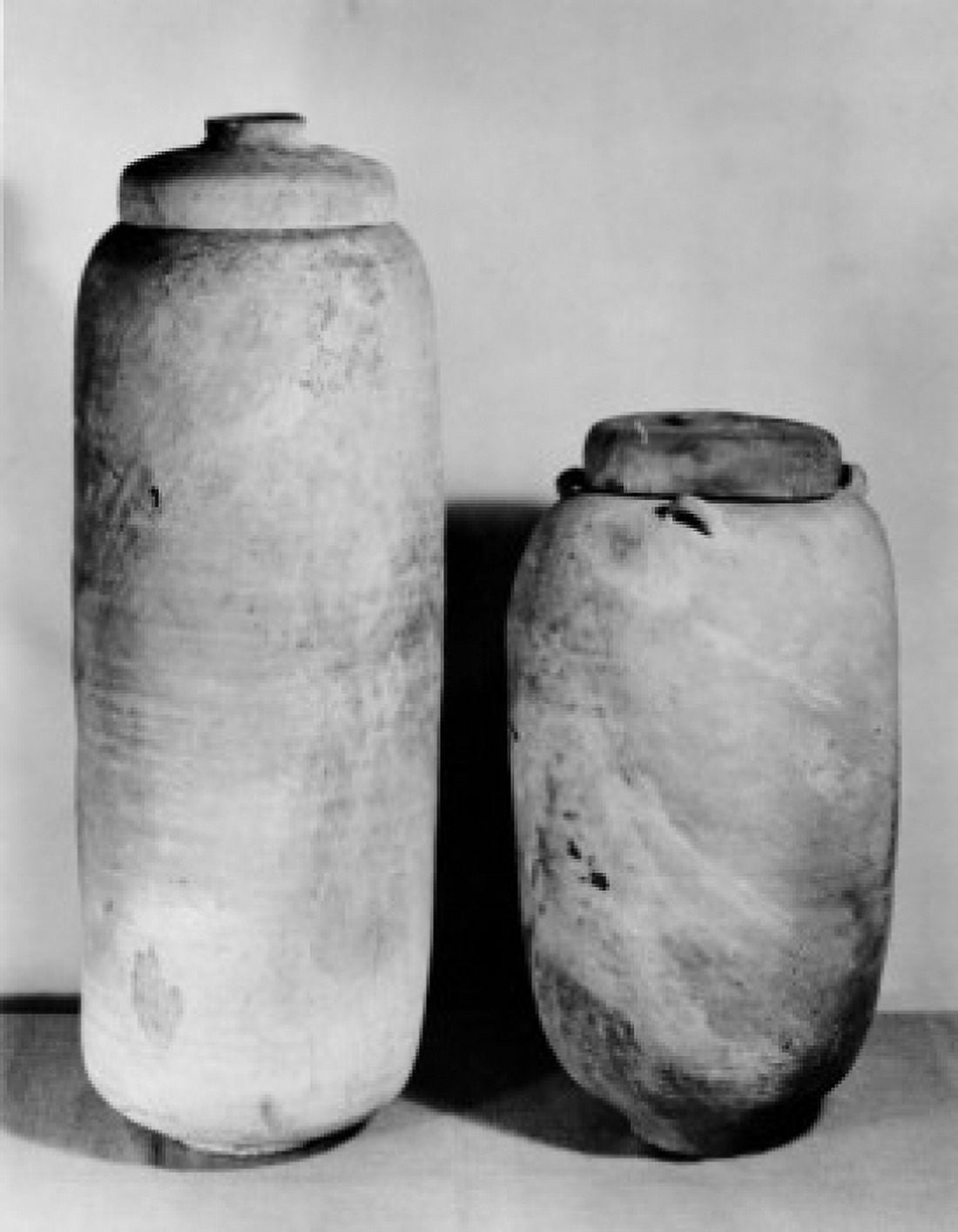 Close-up of two jars that contained the Dead Sea Scrolls Canvas Art - (18 x 24)