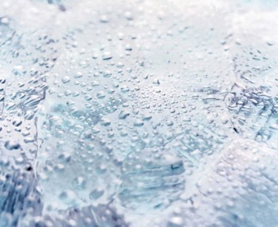 Close up of water droplets on lavender glass Canvas Art - Panoramic Images (24 x 20)