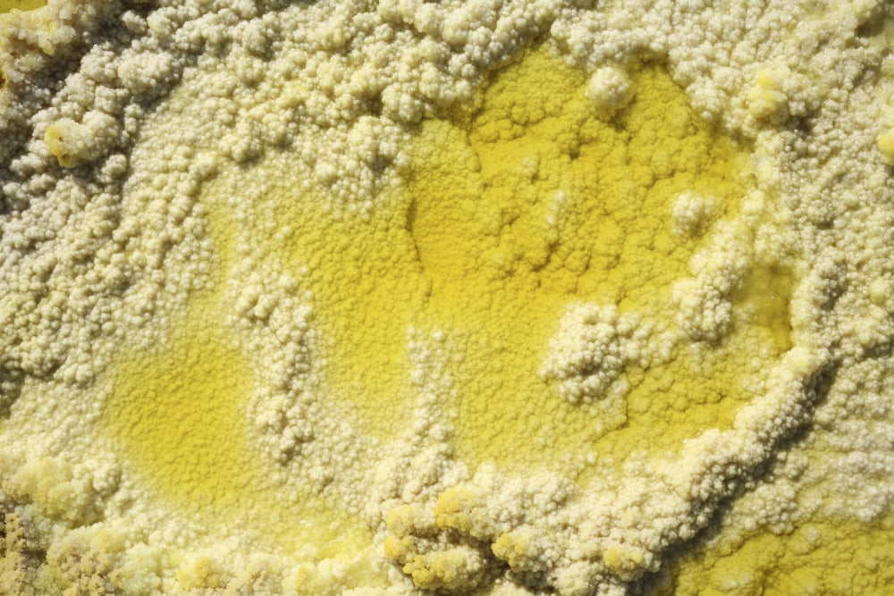 Close-up of yellow salt crystals in the Dallol geothermal area Danakil Depression Ethiopia Canvas Art - Richard RoscoeStocktrek Images (18 x 12)
