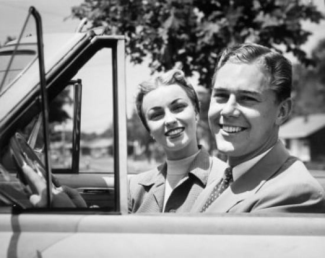 Close-up of young couple sitting in convertible car Canvas Art - (18 x 24)