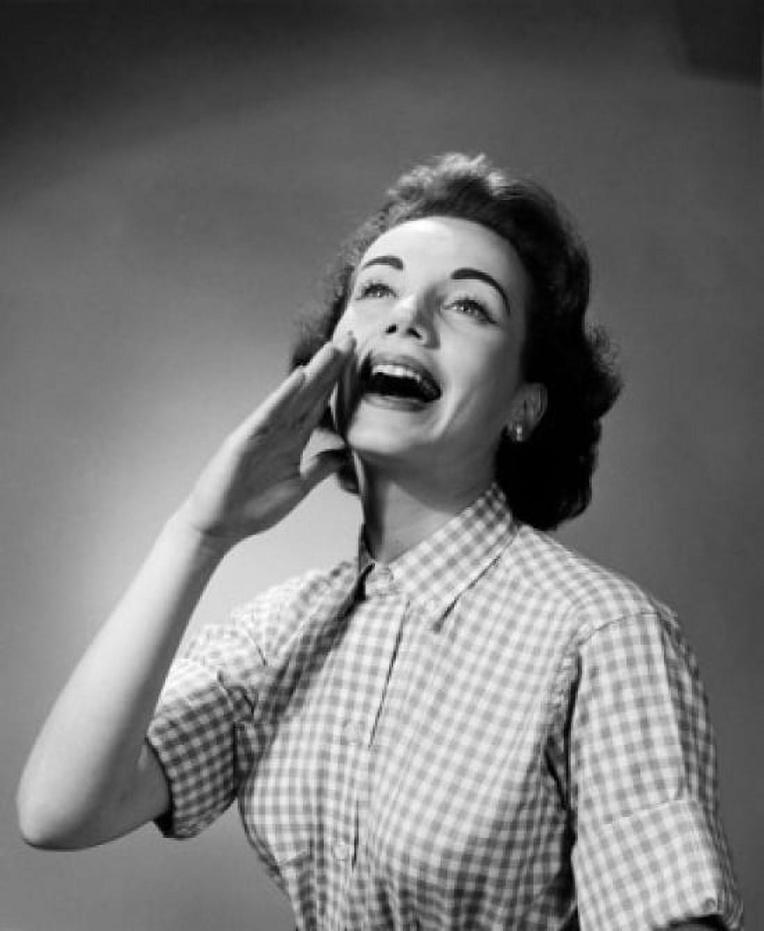Close-up of young woman shouting with her hand close to her mouth Canvas Art - (24 x 36)