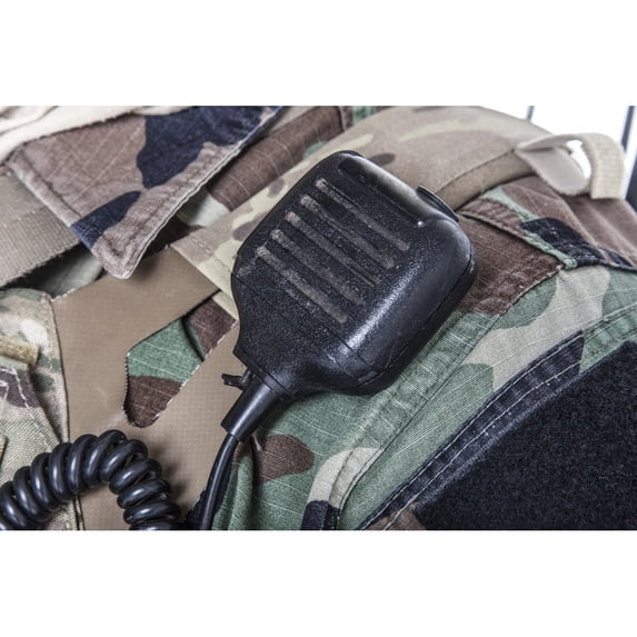 Close-up shot of Army radio microphone on uniform. Poster Print by Oleg Zabielin/Stocktrek Images