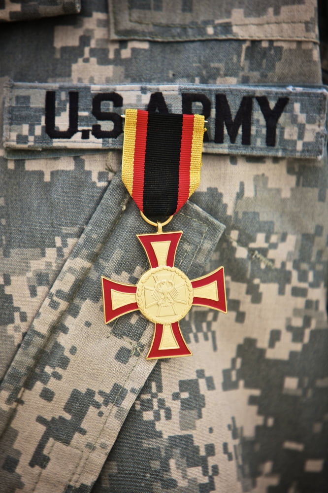 Close-up view of a German Gold Cross worn by a US Army soldier Canvas Art - Terry MooreStocktrek Images (24 x 35)