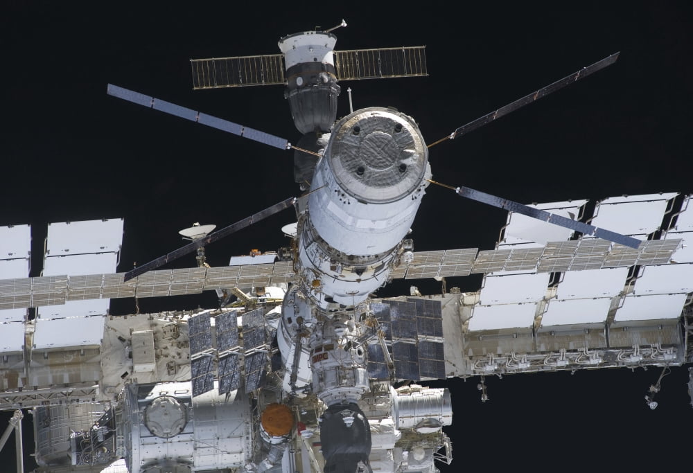 Close-up view of the aft section of the International Space Station Canvas Art - Stocktrek Images (34 x 24)