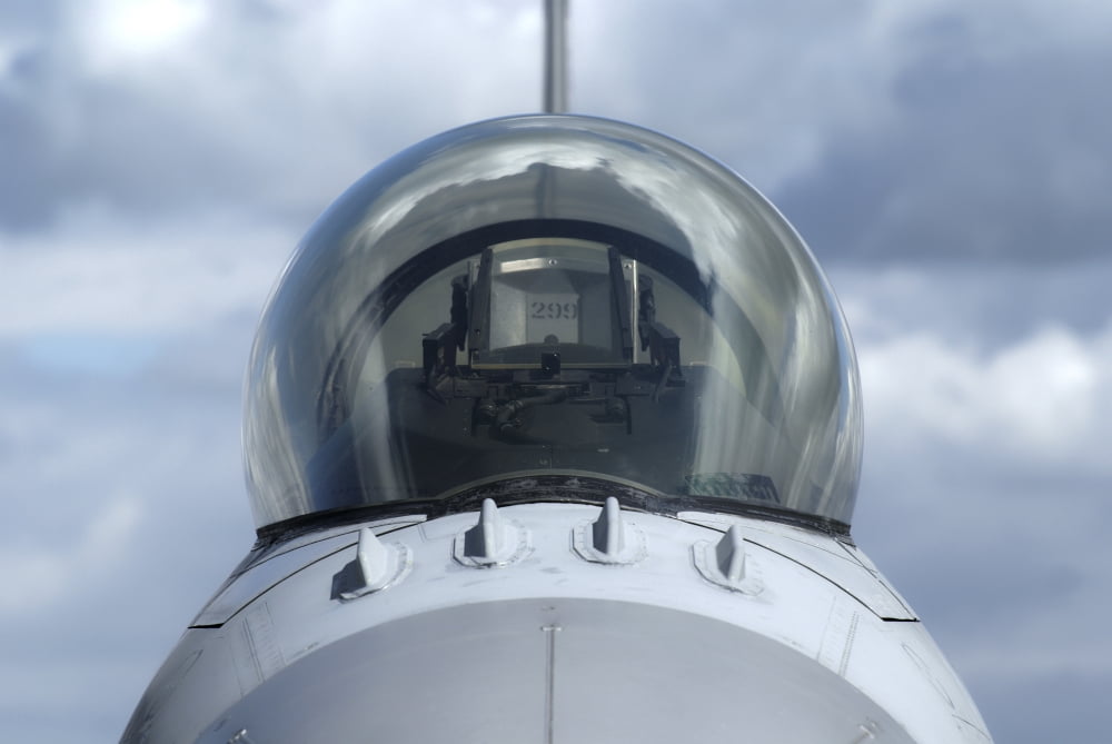 Close-up view of the canopy on a F-16A Fighting Falcon Canvas Art - Ramon Van OpdorpStocktrek Images (35 x 23)