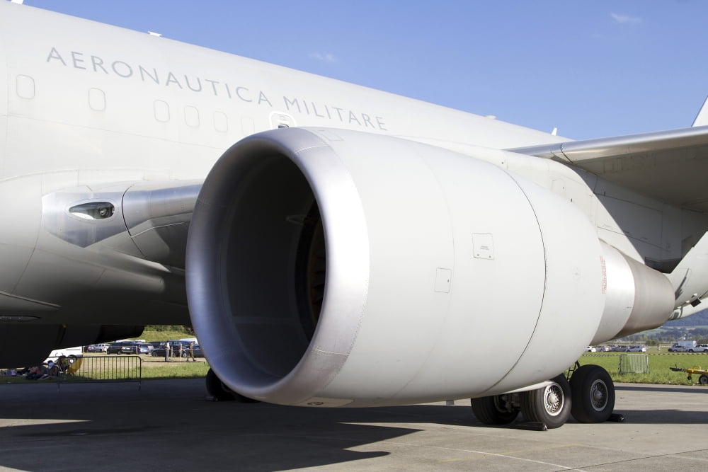 Close-up view of the jet engine on an Italian Air Force KC-767A Tanker Canvas Art - Luca NicolottiStocktrek Images (17 x 12)