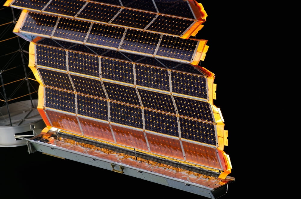Close-up view of the solar arrays on the International Space Station Canvas Art - Stocktrek Images (34 x 23)