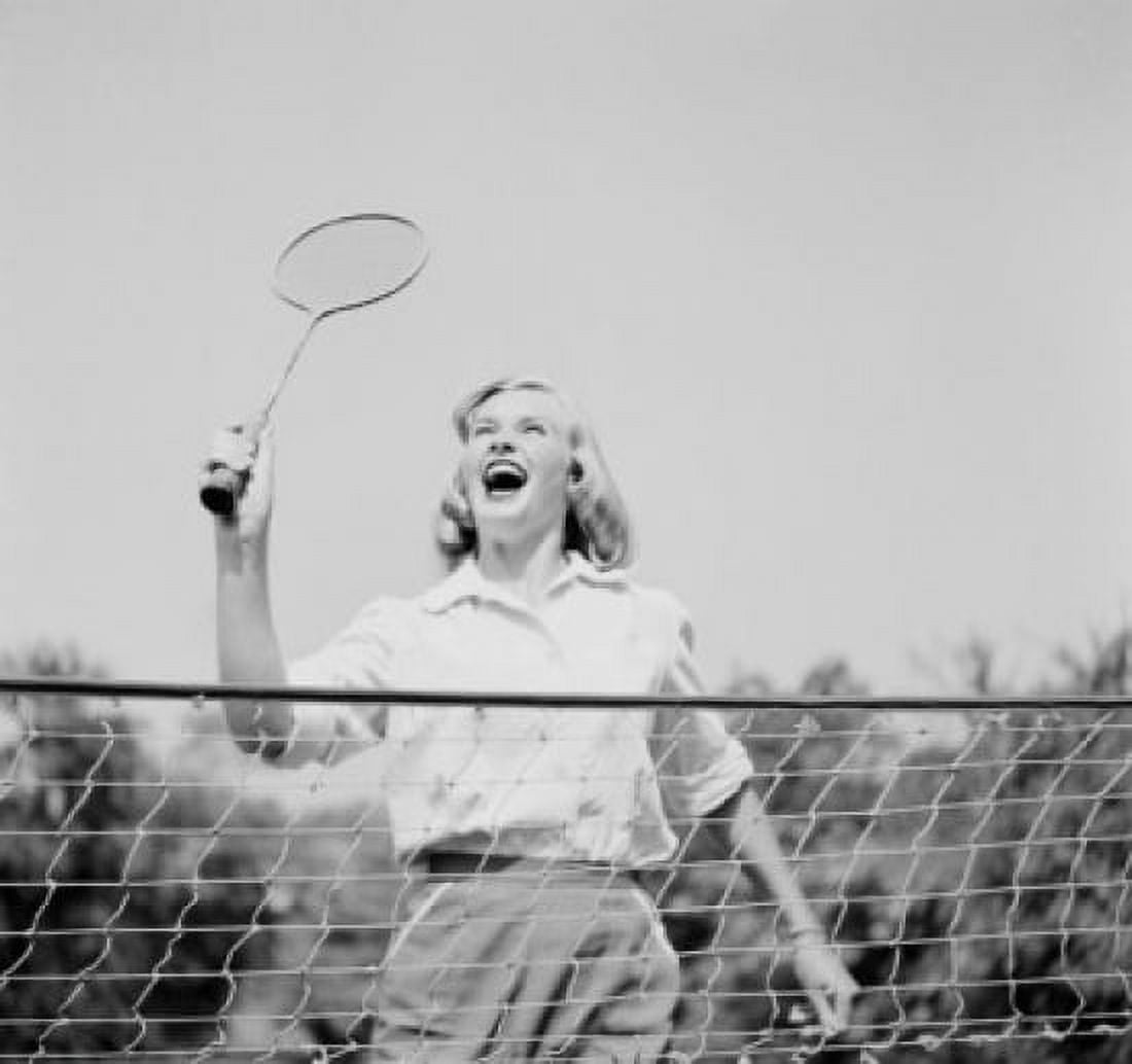 Close-up view of young woman playing badminton Canvas Art - (24 x 36)