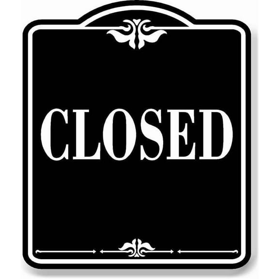Closed BLACK Aluminum Composite Sign, 8.5"x10"
