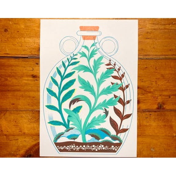 Closed Carboy Terrarium A3 Risograph Poster, Poster Only