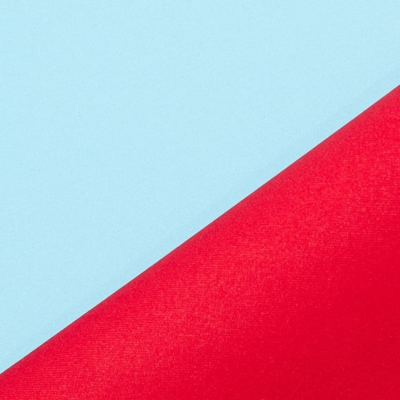 Closed Cell Bonded Neoprene Waterproof Thermal Fabric Stretch Knit Polyester Interlock By The Yard For Sewing Apparel & Accessories - Baby Blue / Red (1 Yard)