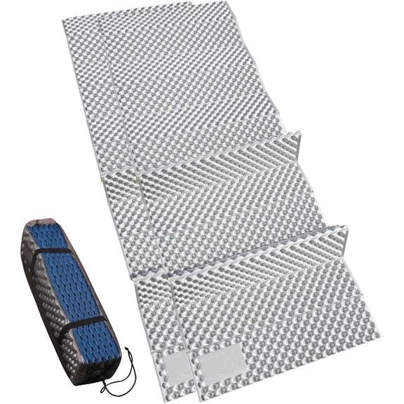 Closed Cell Foam Camping Sleeping Pad, 22" Wide Lightweight Folding Pad for Hiking Backpacking, 72"x22"x0.75", Blue/Grey Blue 2pieces