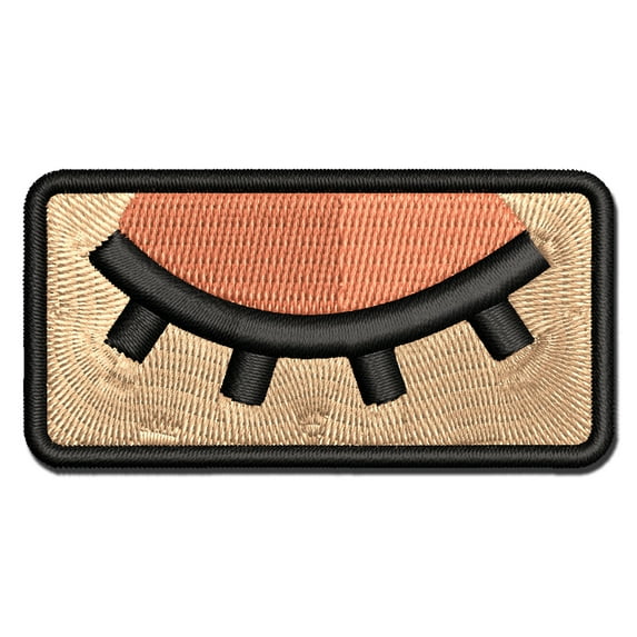Closed Eye Sleeping Eyelashes Applique Multi-Color Embroidered Iron-On Patch - 2.0 Inch Mini