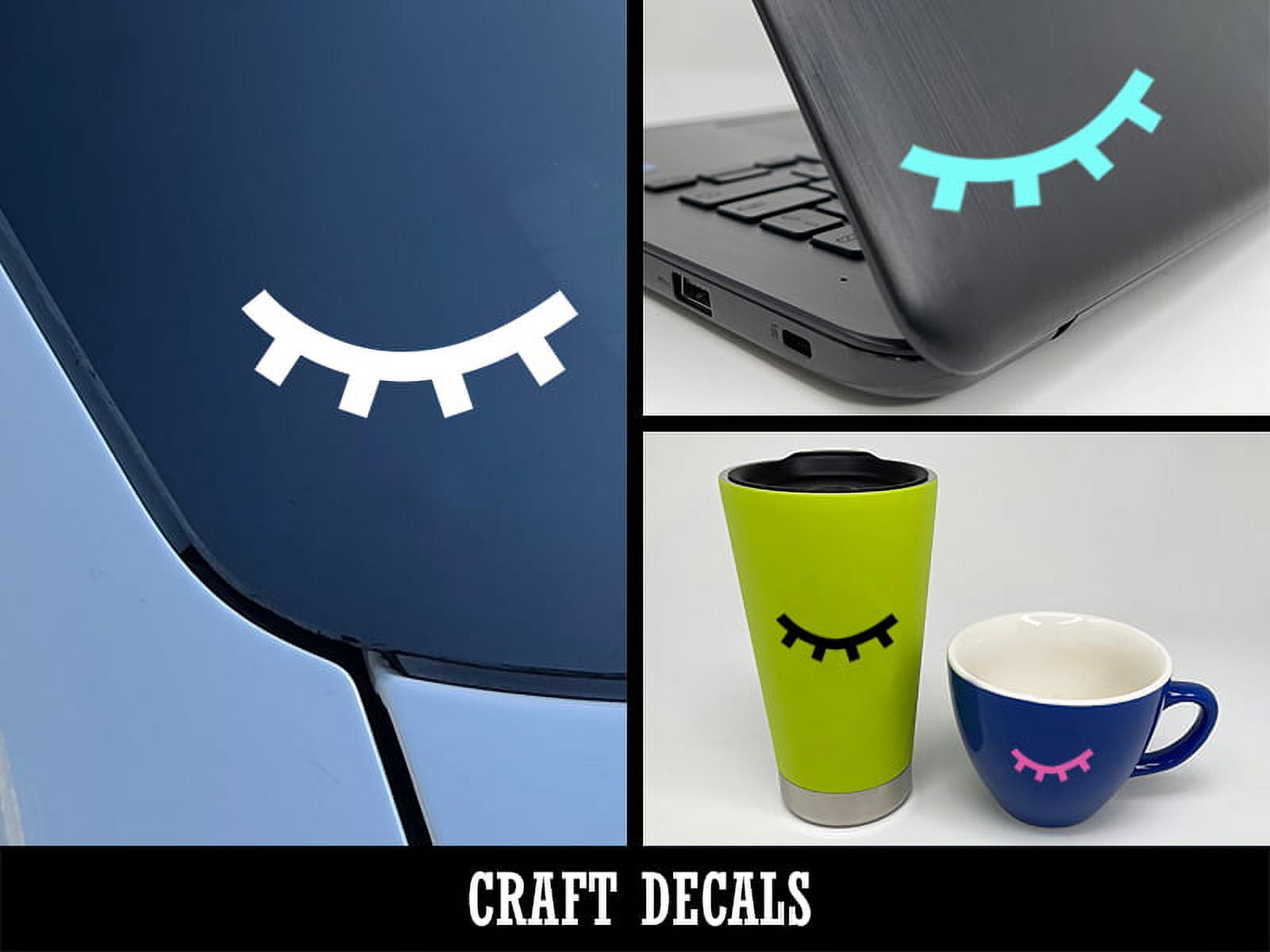 Closed Eye Sleeping Eyelashes Craft Vinyl Indoor Outdoor Decal Sticker ...