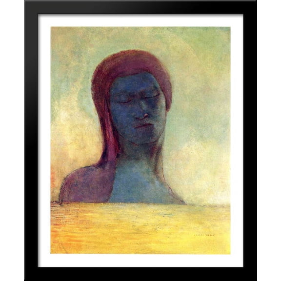 Closed Eyes 28x34 Large Black Wood Framed Print Art by Odilon Redon