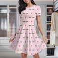 thumbnail image 1 of Closed Eyes And Pink Hearts Women's Classic Swing Skater Dress Casual Work Party Cocktail Dresses, 1 of 6