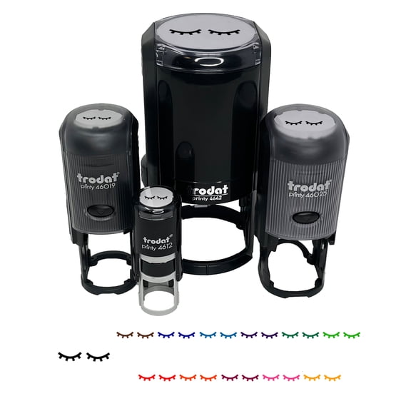 Closed Eyes Sleeping Eyelashes Pair Self-Inking Rubber Stamp Ink Stamper - Red Ink - Mini 1/2 Inch