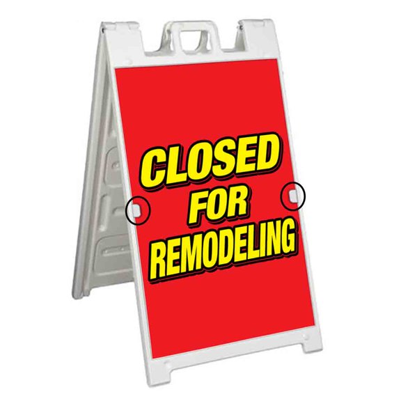Closed For Remodeling (24" X 36") Deluxe A-Frame Signicade, Includes 2 Removable Panels & Stand