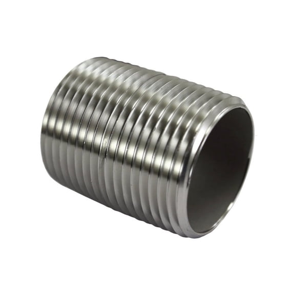 Closed Nipple 1" Male NPT 304 Stainless Steel Pipe Fitting, 5 Pack