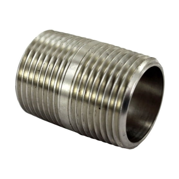 Closed Nipple 3/4" Male NPT 304 Stainless Steel Pipe Fitting .75", 2 Pack